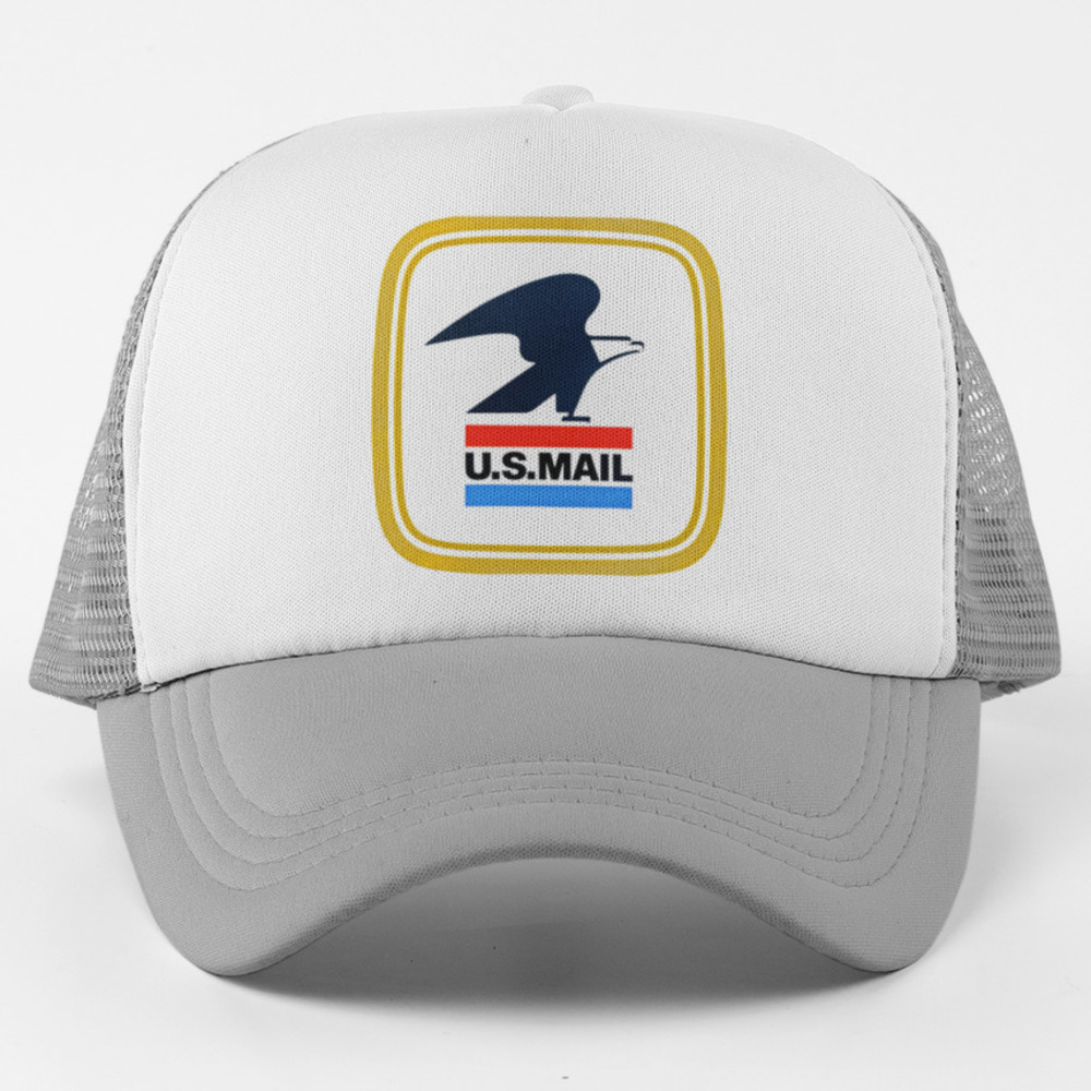 NEW US Mail Mailman Retro Logo Trucker Mesh Snapback Hat 2-TONE GREY - Picture 1 of 1
